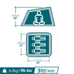 Quechua 3 Man Pop-Up Blackout Tent -Camping Promotion Shop k607f6bb1f2e1540c12300dff1152f692