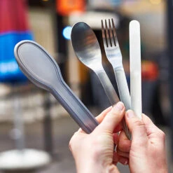 Black+Blum Stainless Steel Cutlery Set With Case Grey -Camping Promotion Shop kb97f72b127caa636ff9f5e69395b27b9