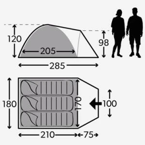 Kampa Brighton 3 Grey Poled Camping Tent 4 Kampa Brighton 3 Grey Poled Camping Tent - Image 2